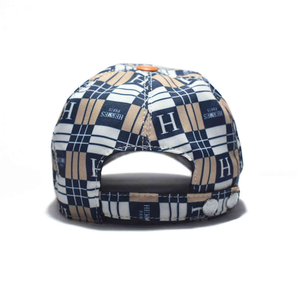 Hermes Blue & White Checks Premium Cap-4
