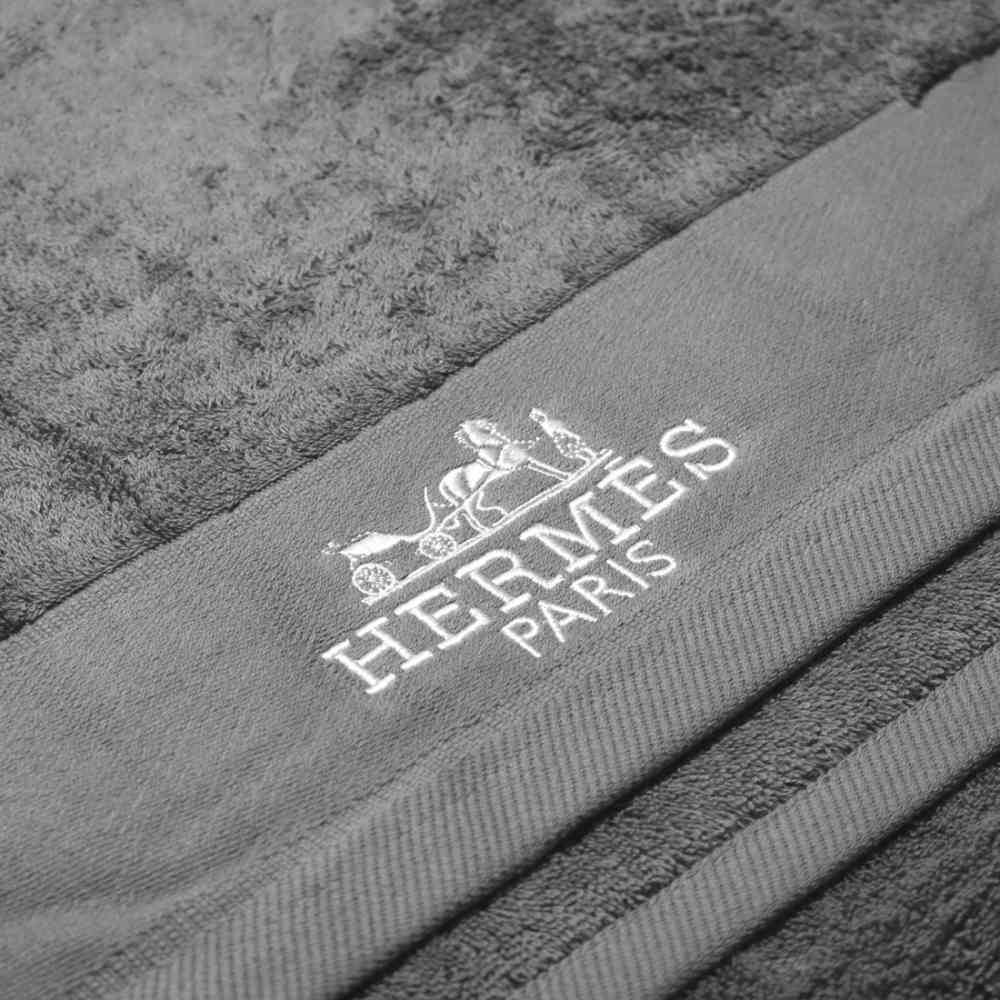 Hermes Paris Embroidered logo Grey Towel - Set of 3-1