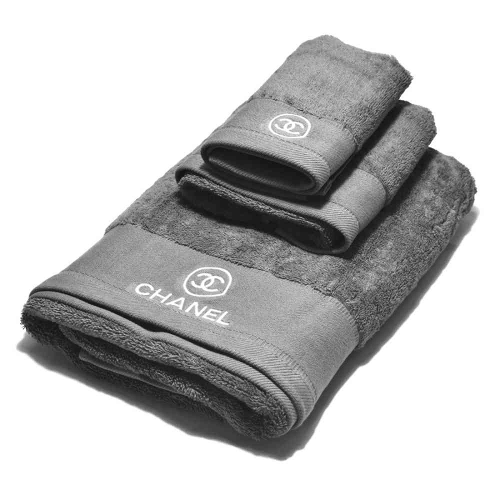 Grey Chanel Embroidered logo Orange Premium Towel - Set of 3