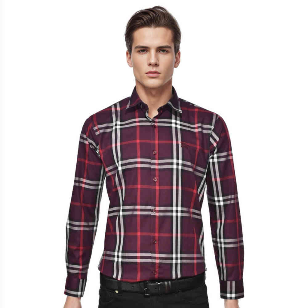 Wine Burberry Green Premium Quality Shirt