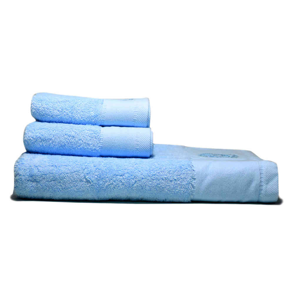 Versace Embroidered logo Blue Premium Towel - Set of 3-thumb-2