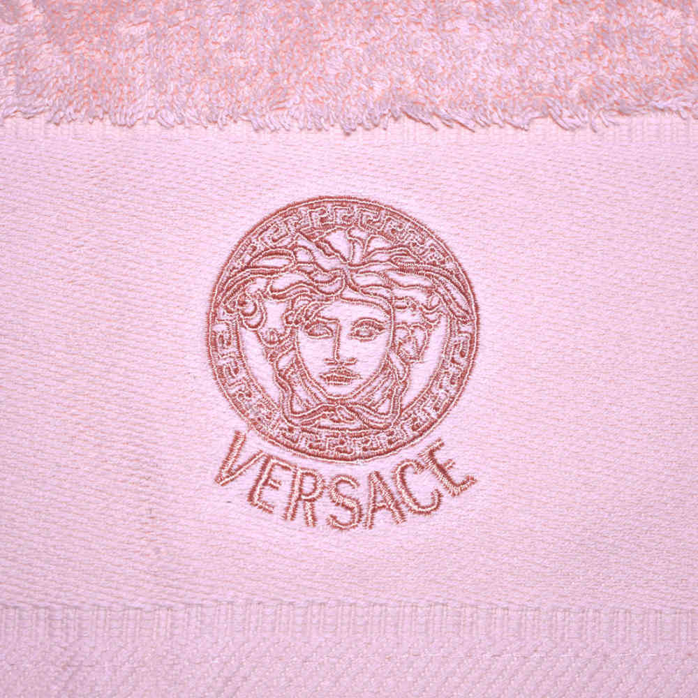 Versace Embroidered logo Pink Premium Towel - Set of 3-thumb-4
