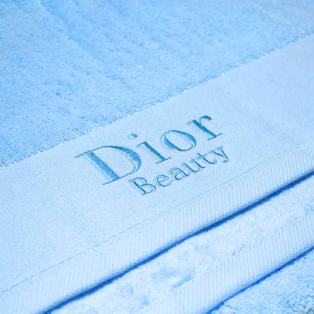 Dior Embroidered Blue Premium Towel - Set of 3-thumb-1