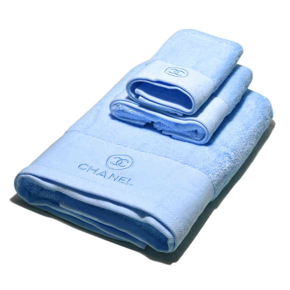Blue Chanel Embroidered logo Orange Premium Towel - Set of 3