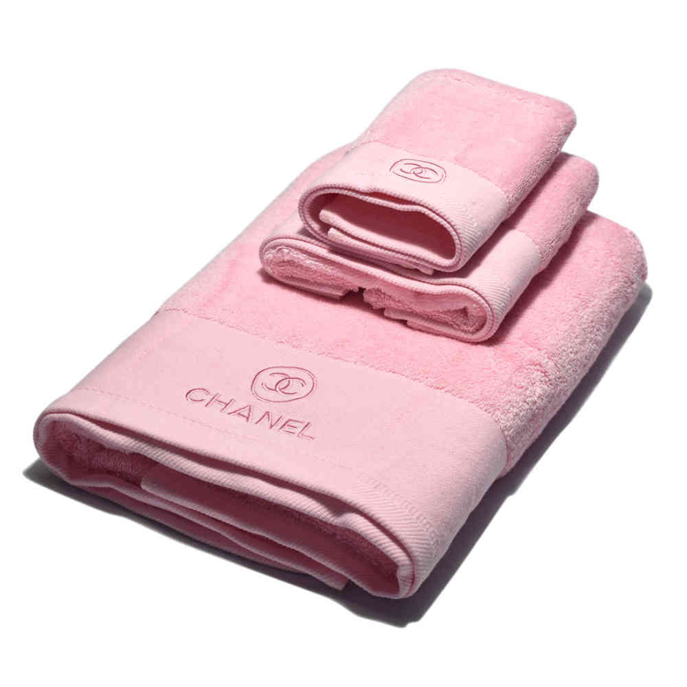 Pink Chanel Embroidered logo Orange Premium Towel - Set of 3