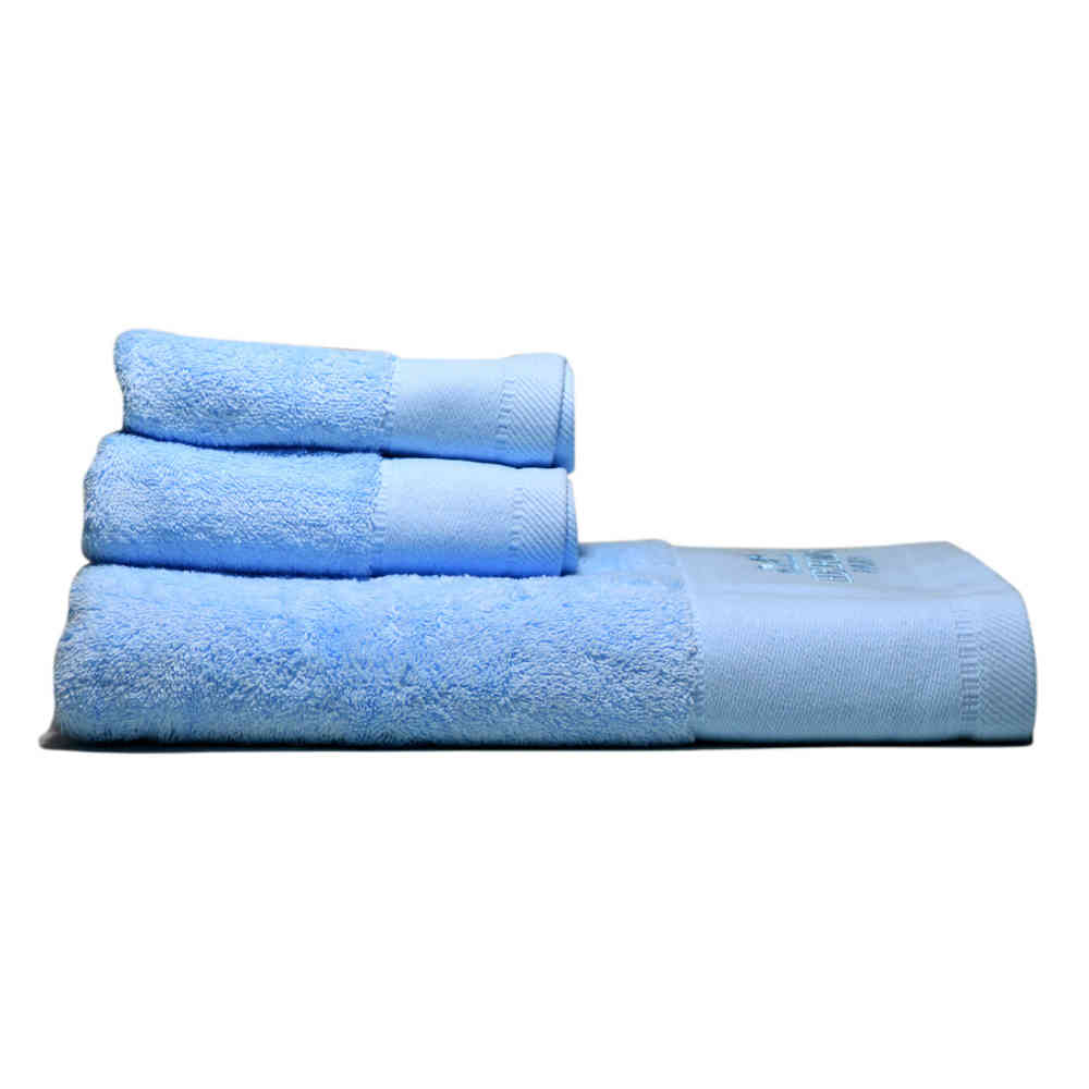 Hermes Paris Embroidered logo Blue Towel - Set of 3-thumb-2