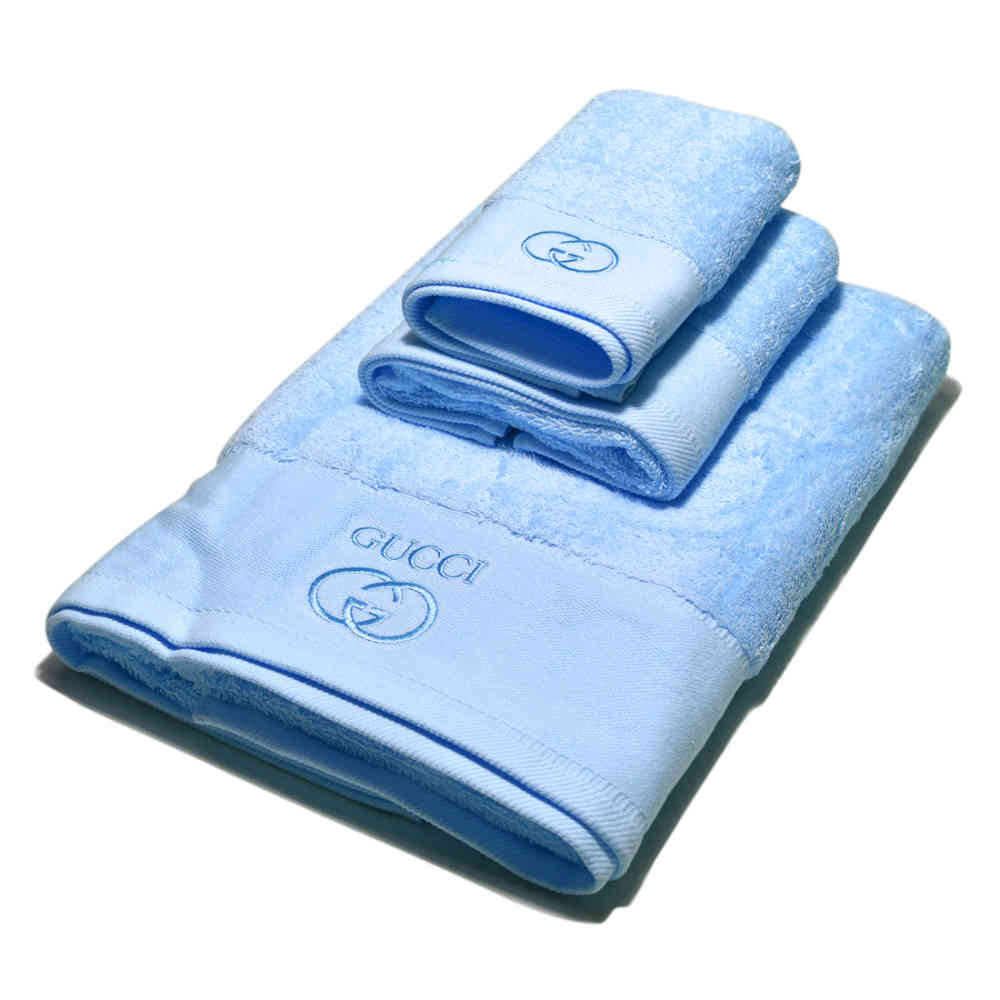 Blue Gucci Embroidered Grey Premium Quality Towel - Set of 3
