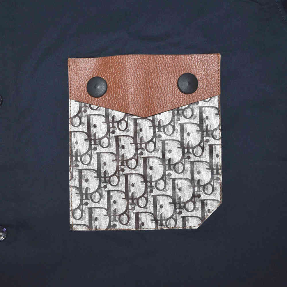 Dior Oblique Pattern Pocket Logo Blue Premium Shirt-3