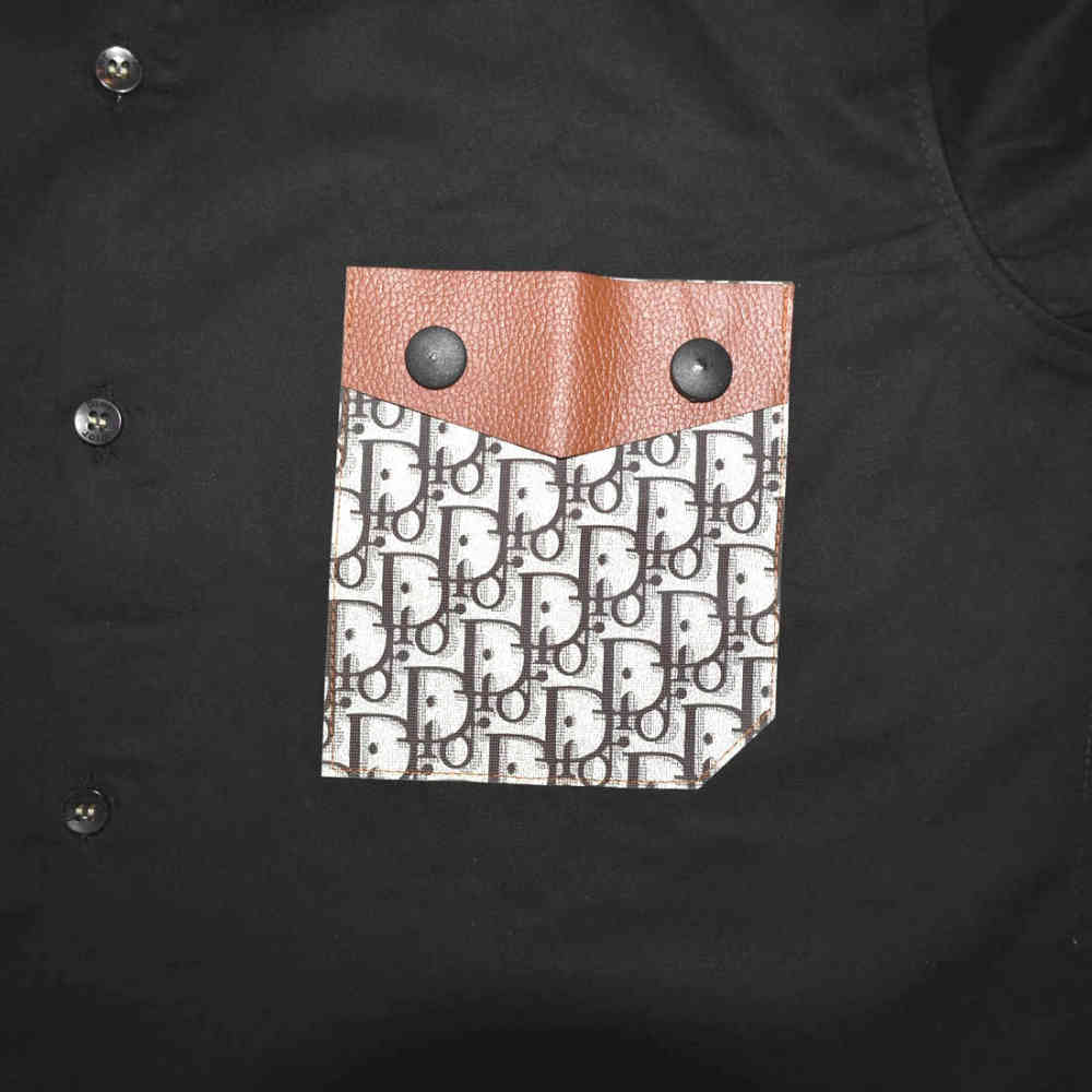 Dior Oblique Pattern Pocket Logo Black Premium Shirt-3