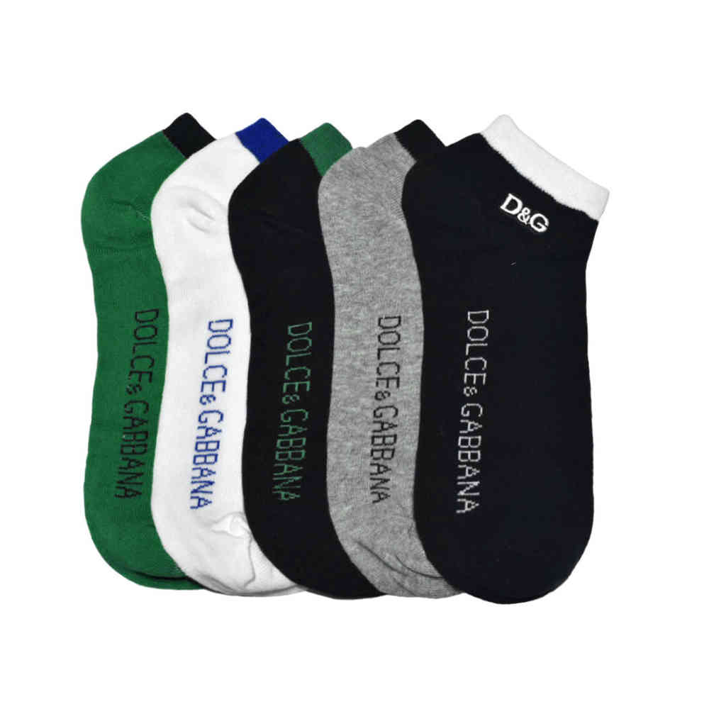 Low Anklet Single Line Premium Socks Dolce Gabbana Embroidered logo Low Ankle Socks - Pack of 5