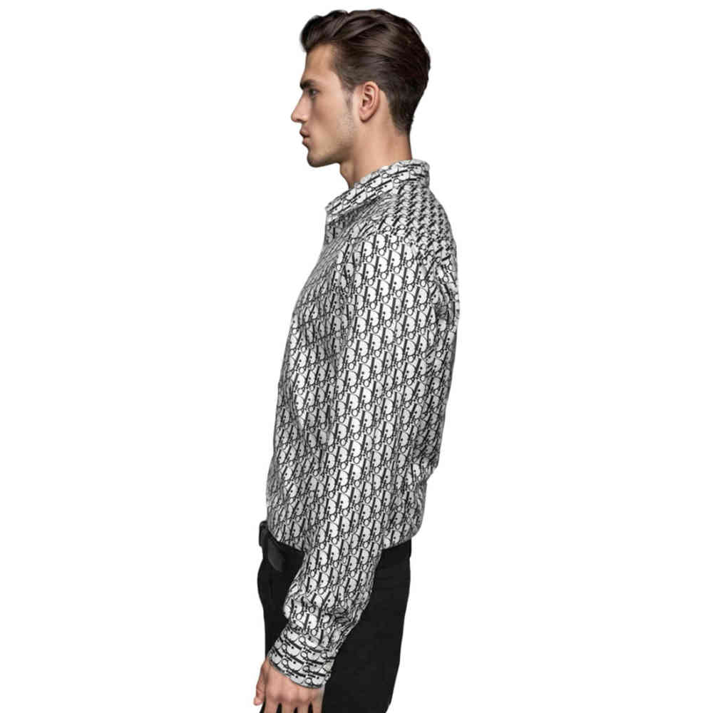 Dior Monogram Printed White Premium Quality Shirt-2