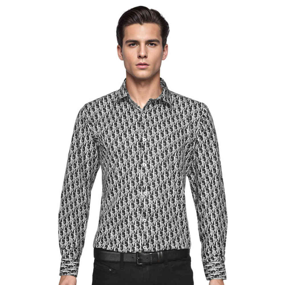 Black Dior Monogram Printed White Premium Quality Shirt