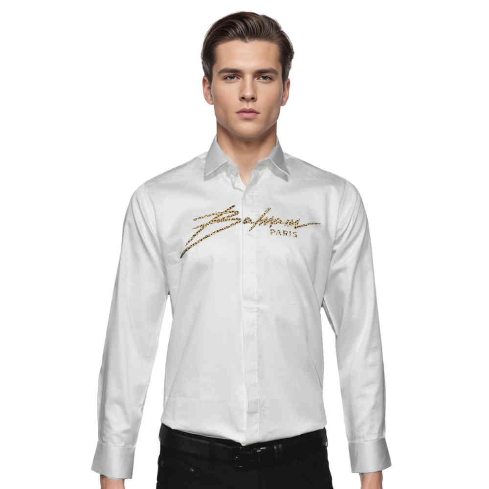 White Balmain Paris Black Premium Quality Shirt