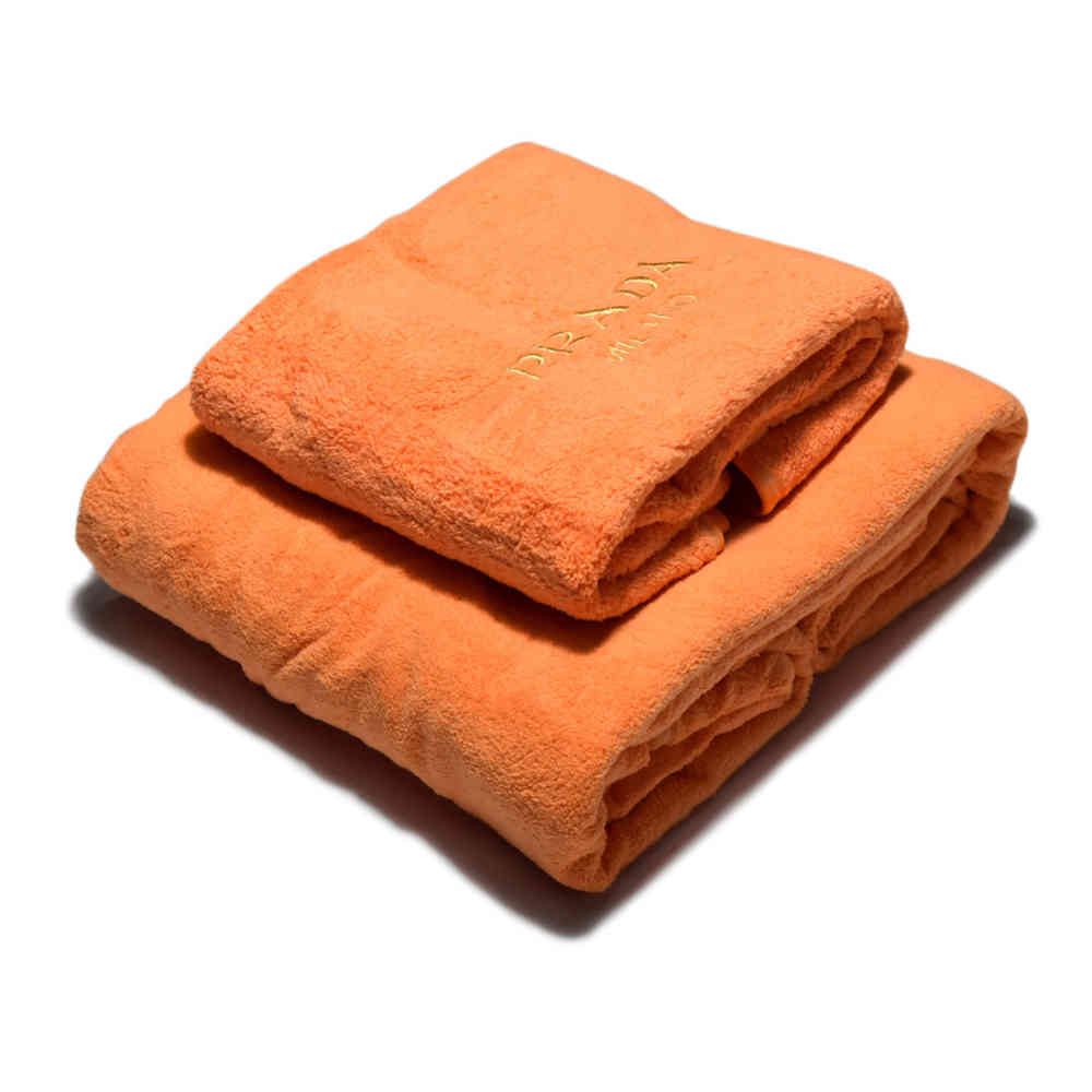Orange Prada Milano Embroidered Logo Pink Towels - Set of 2