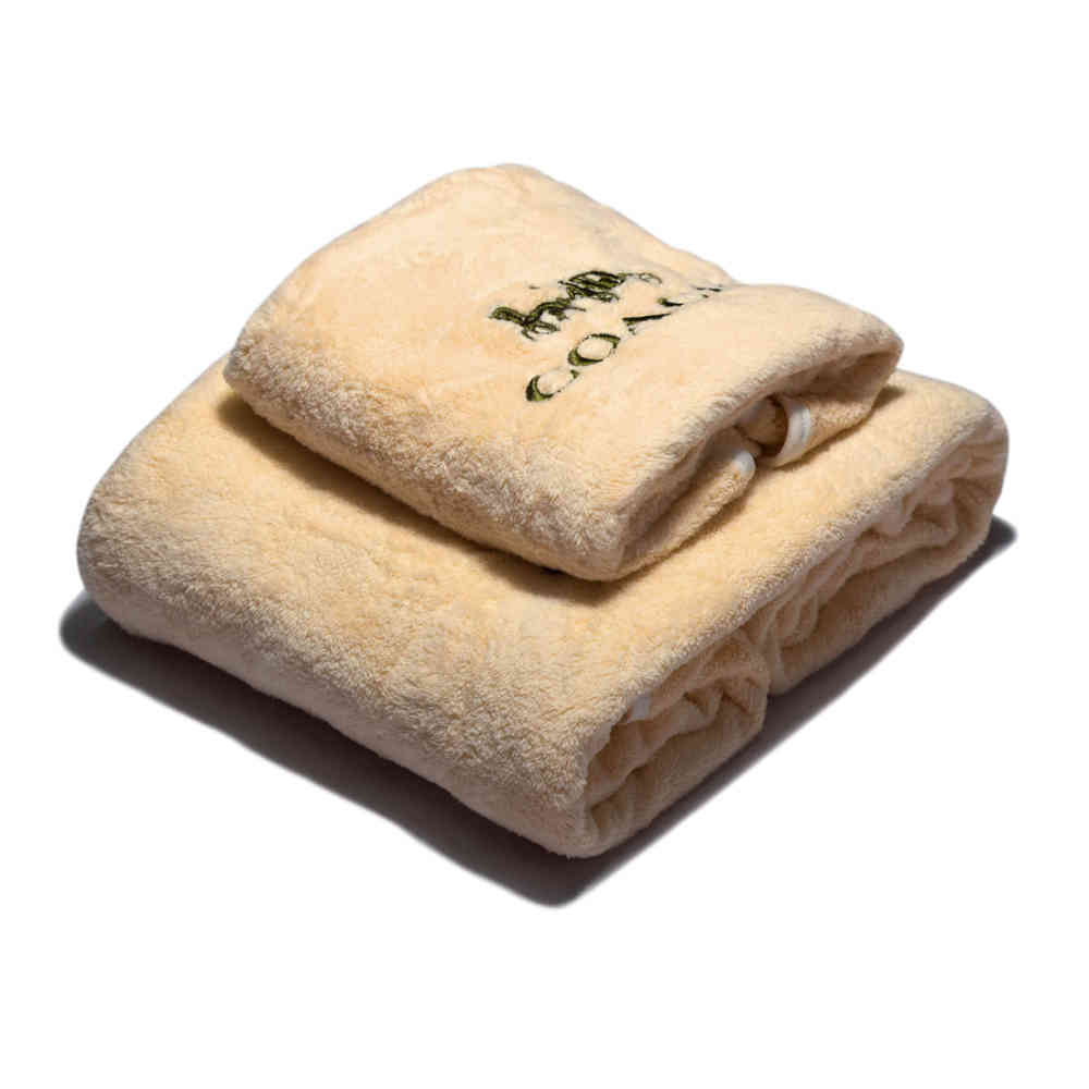 Light Brown Coach Embroidered Logo Grey Premium Towel - Set of 2