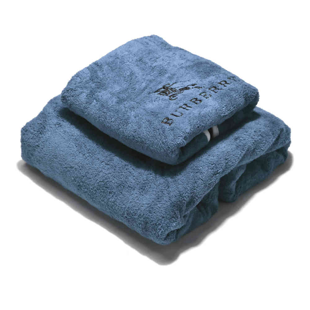 Blue Burberry Embroidery Logo Red Premium Towels - Set of 2