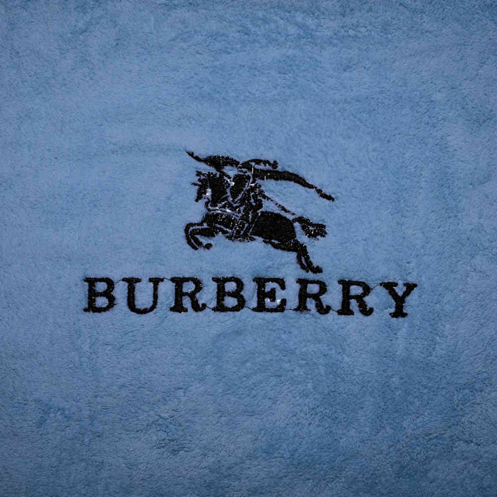 Burberry Embroidery Logo Blue Premium Towels - Set of 2-thumb-1