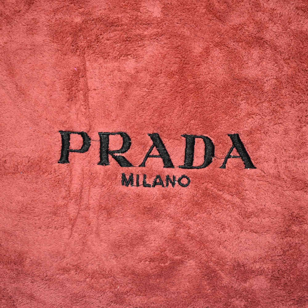 Prada Embroinded Red Premium Quality Towel - Set of 2-thumb-1