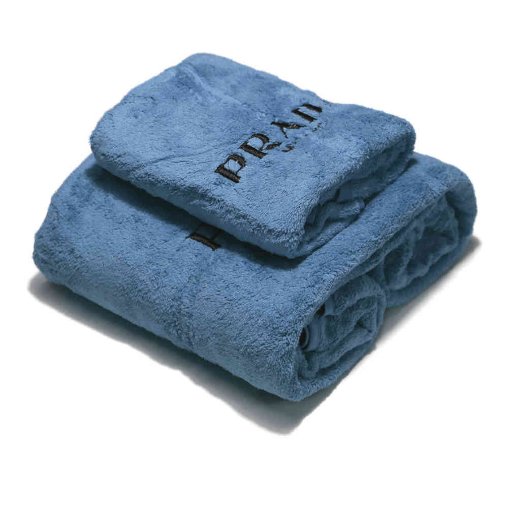 Blue Prada Embroinded Grey Premium Quality Towel - Set of 2