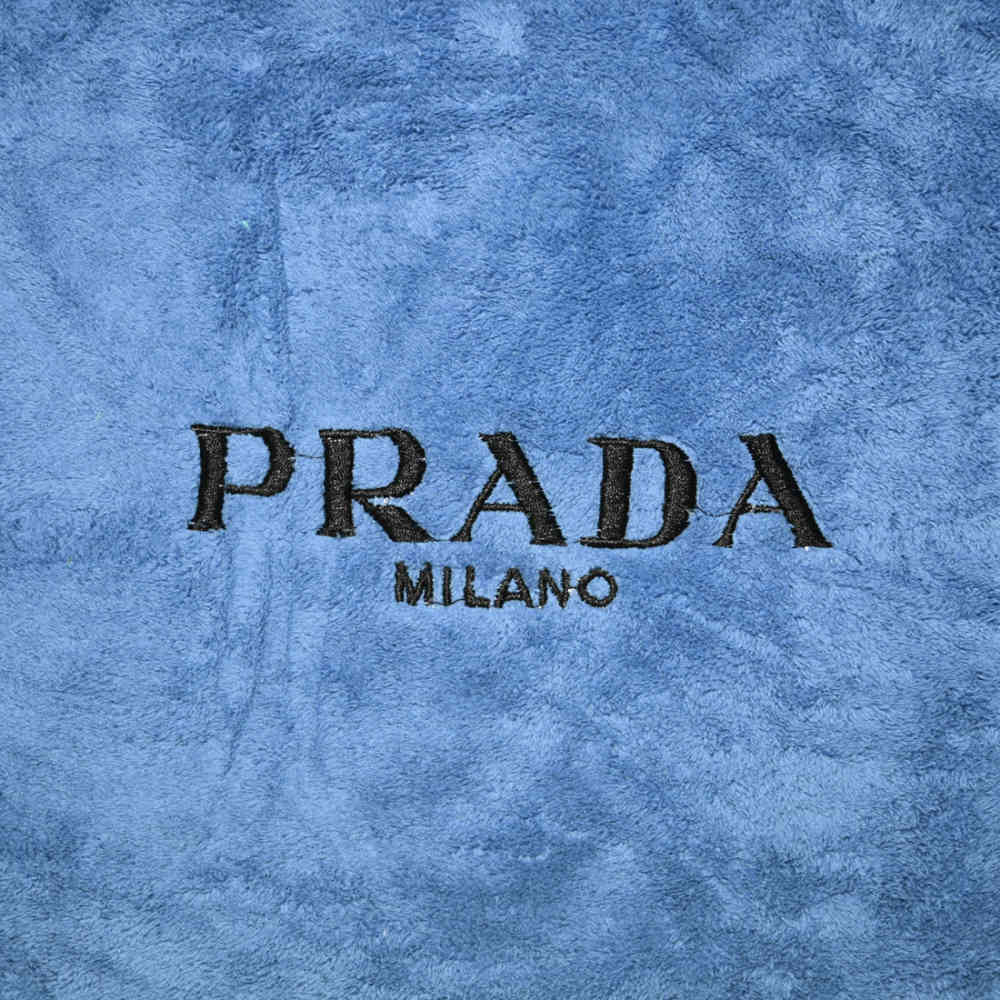 Prada Embroinded Blue Premium Quality Towel - Set of 2-thumb-1
