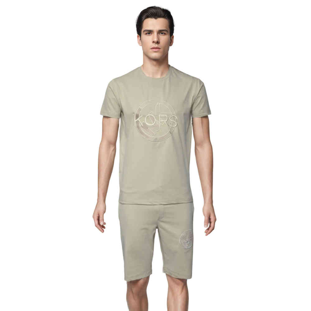 Michael Kors Embroidered Cream Premium T-shirt & Shorts Combo-thumb-0