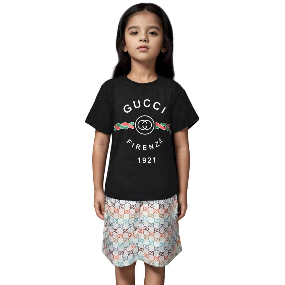 Gucci Print Black Premium Girls Co-ord Set-thumb-0