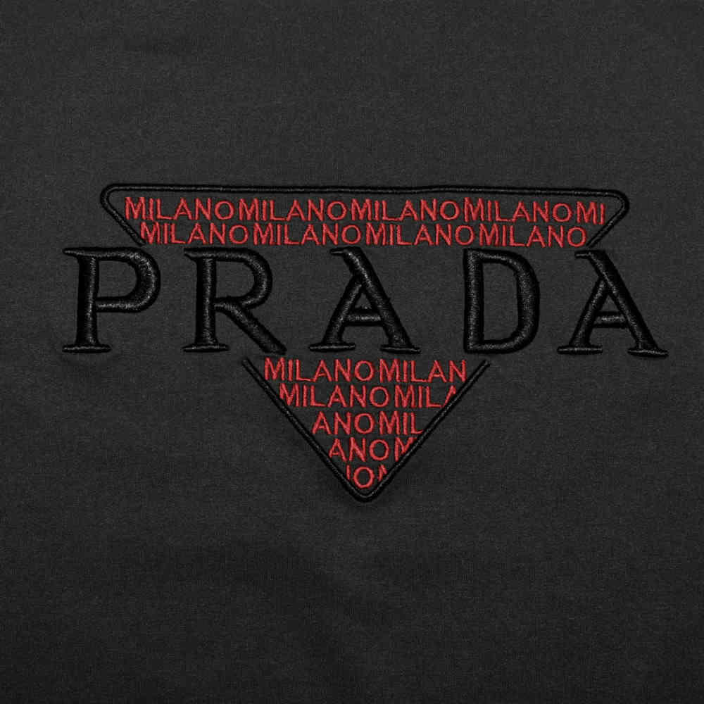 Prada Embroidered Black Premium T-shirt & Shorts Combo-thumb-4