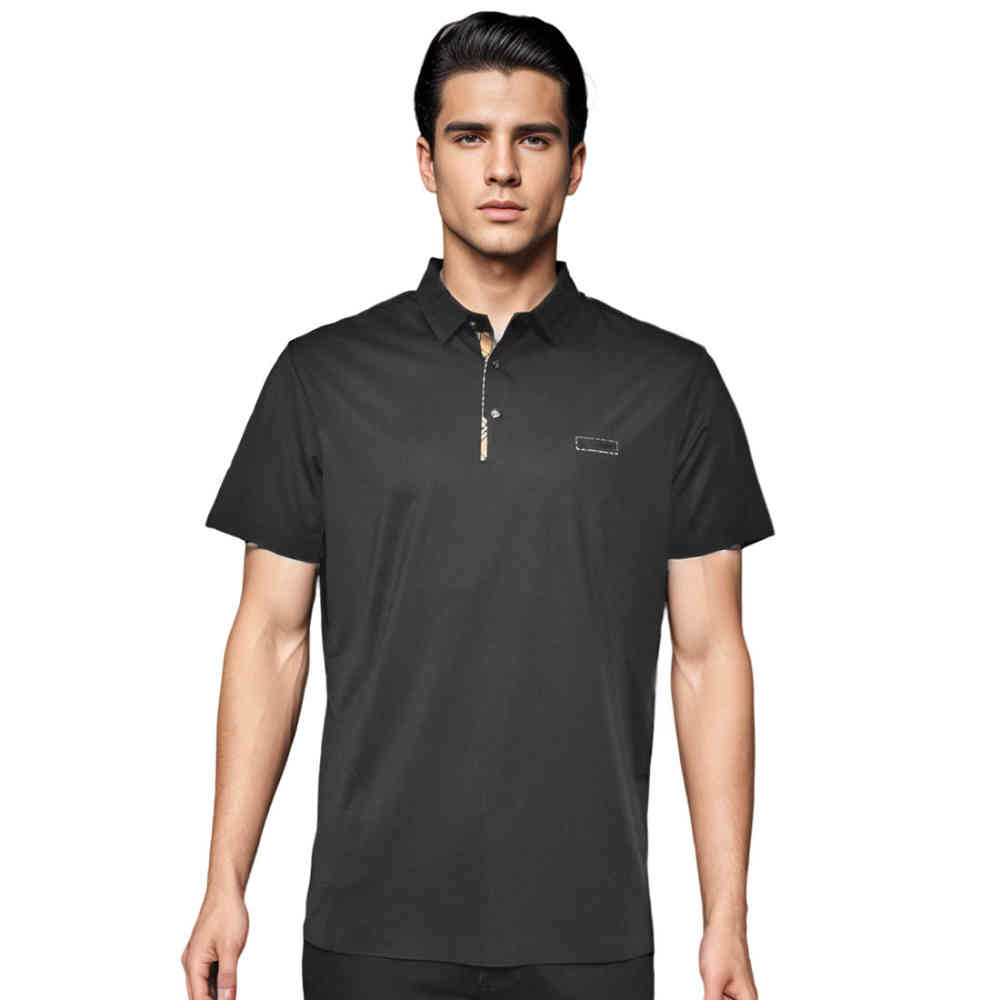 Black Burberry Grey Premium Quality Polo Tees