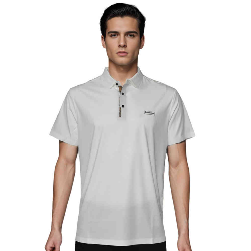 White Burberry Grey Premium Quality Polo Tees