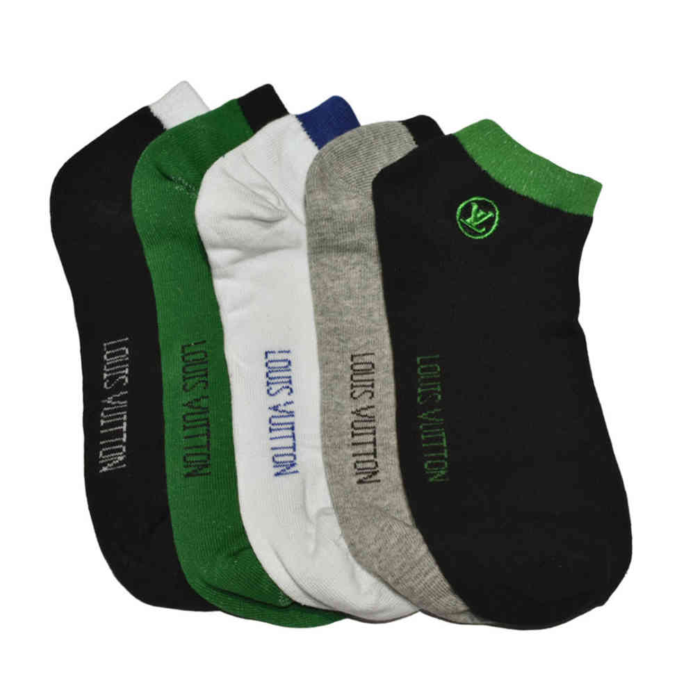 Premium Luxury Low Ankle Socks - Pack of 5 Louis Vuitton Premium Quality Low Ankle Socks - Pack of 5