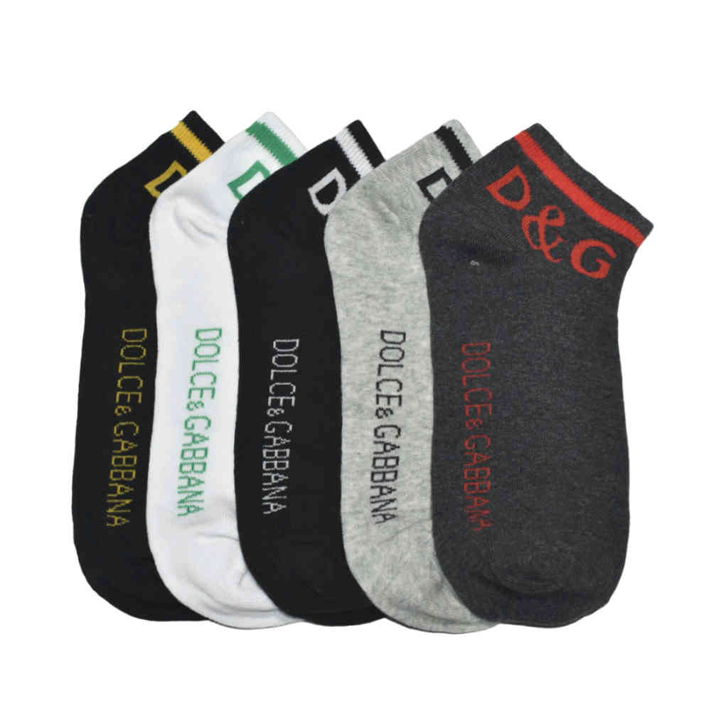 Low Anklet Premium Luxury Socks Dolce Gabbana Embroidered logo Low Ankle Socks - Pack of 5