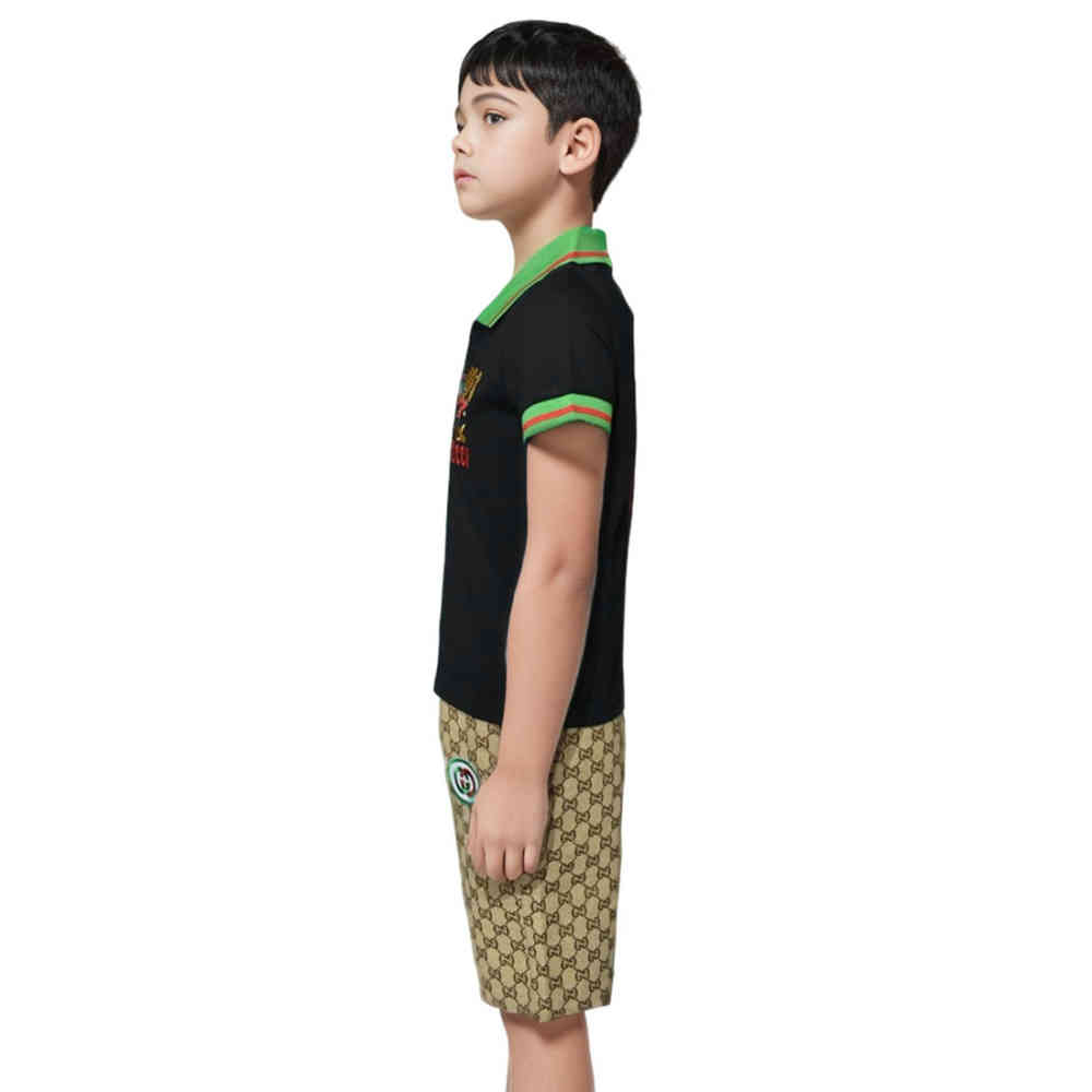 Gucci Embroidered Black Premium Kids Co-ord Set-2