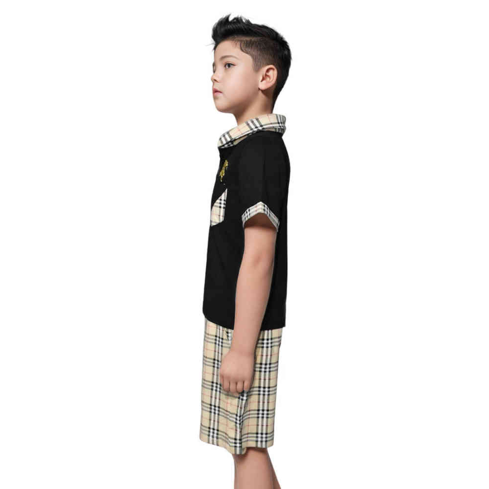 Burberry Embroidered logo Black Premium Kids Co-ord Set-thumb-2
