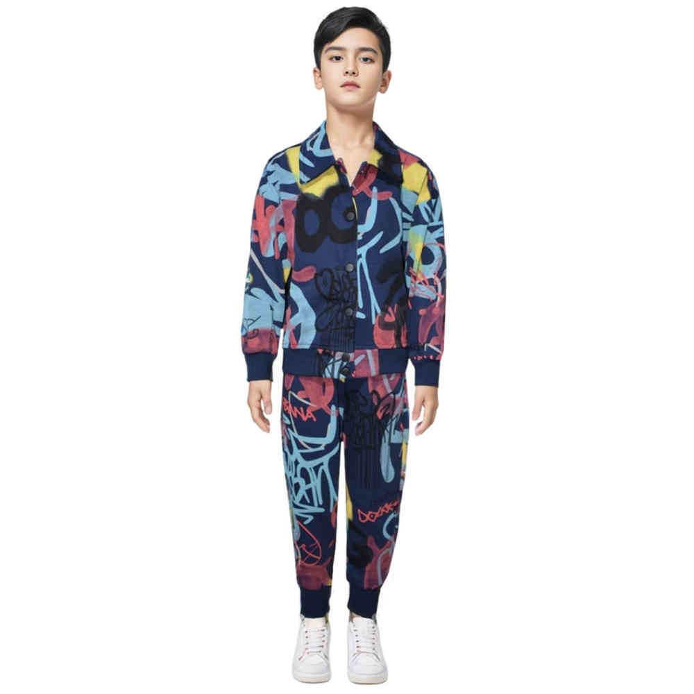 Black Dolce & Gabbana White Graffiti Printed Kids Co-ord Set