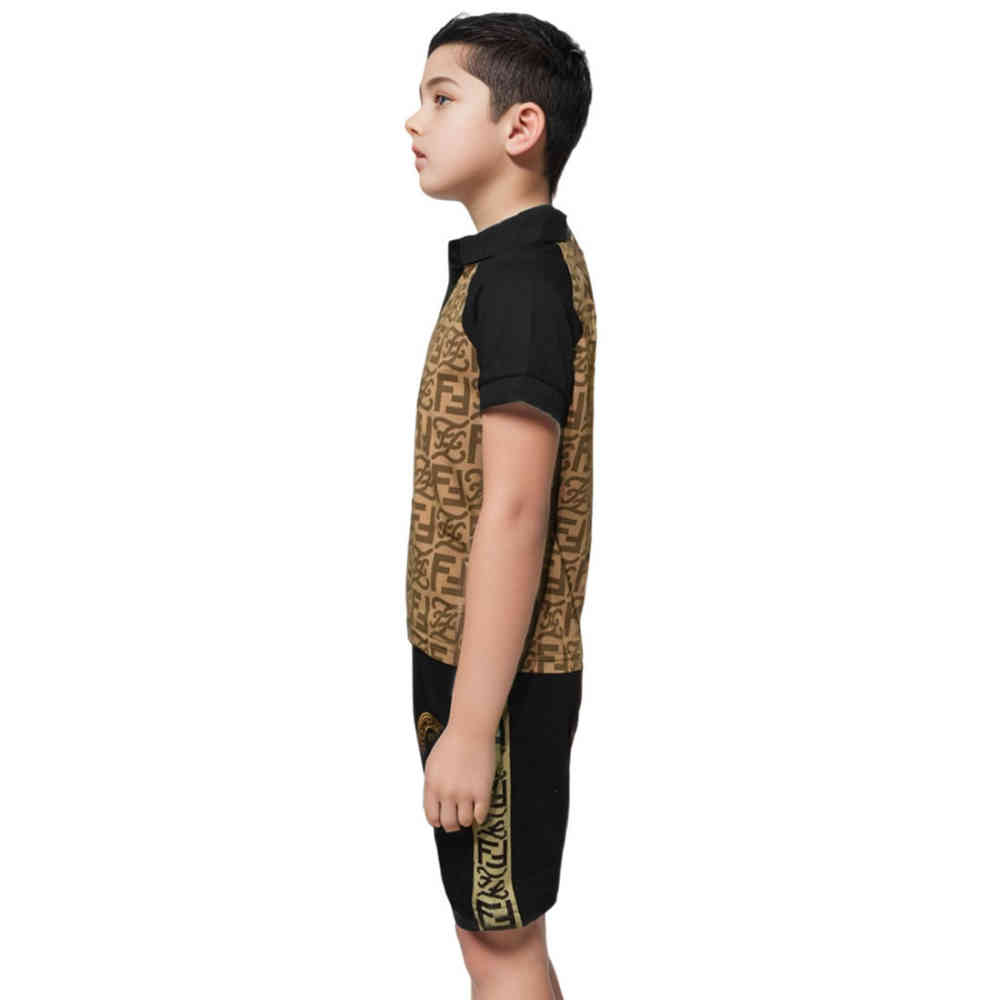 Fendi Black & Brown Premium Kids Co-ord Set-thumb-2