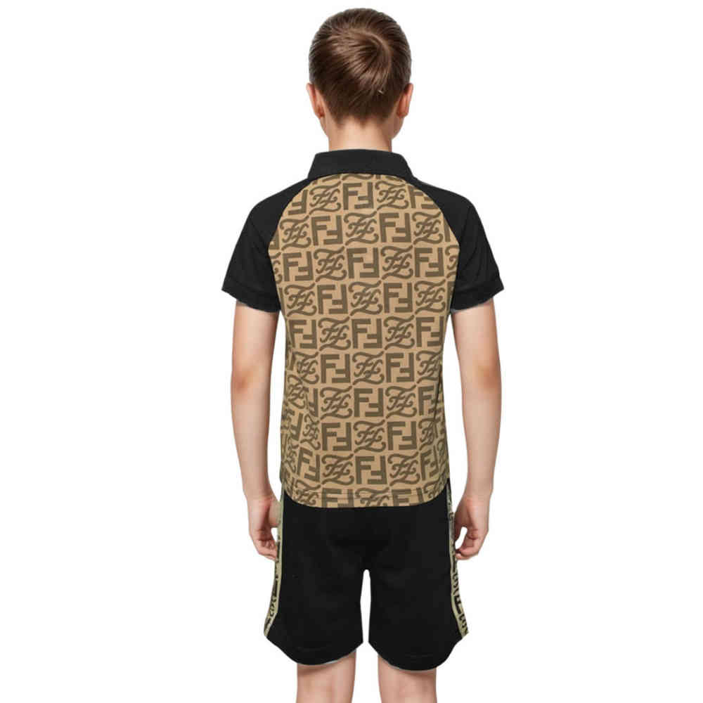 Fendi Black & Brown Premium Kids Co-ord Set-thumb-1