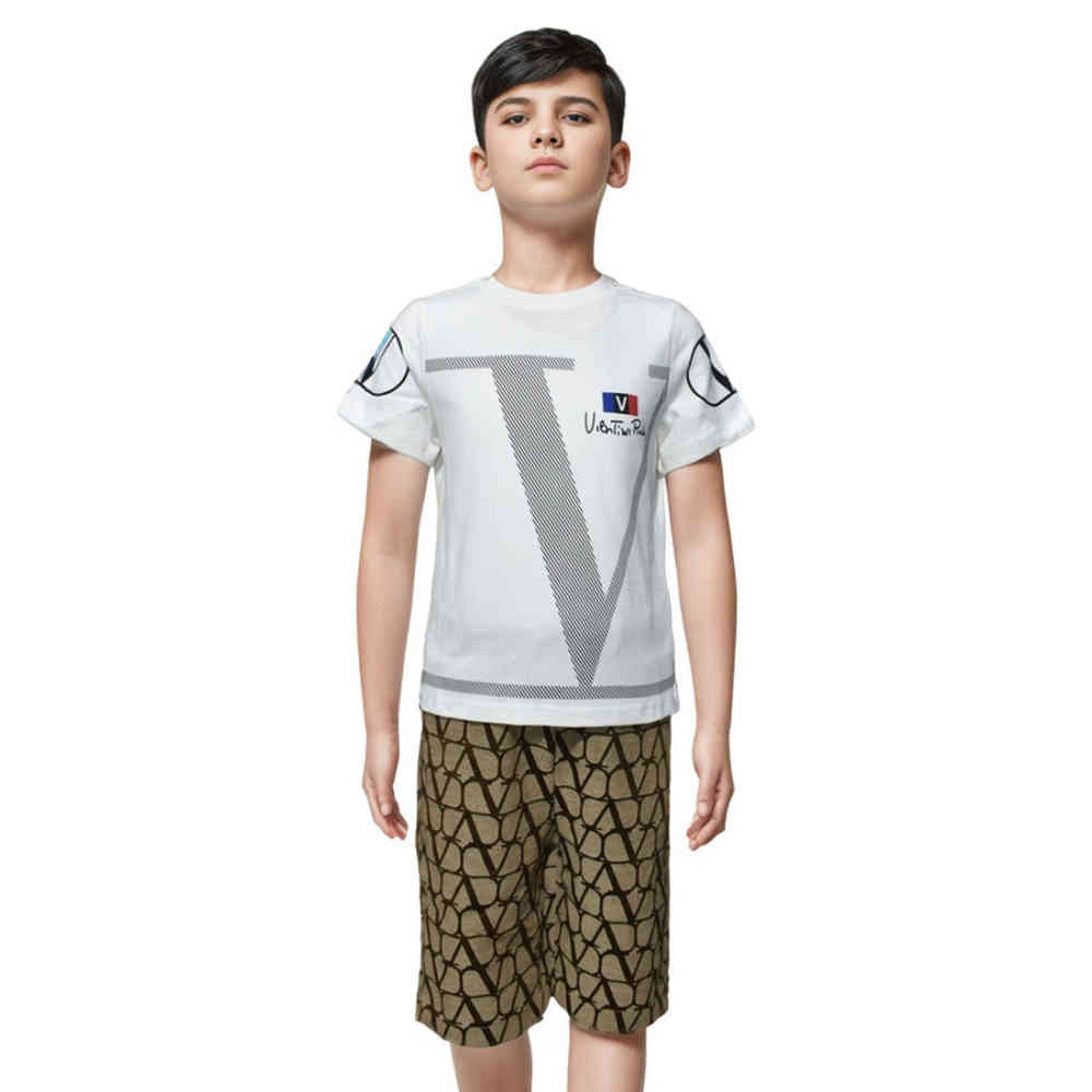 White Valentino Black Premium Quality Kids Co-ord Set