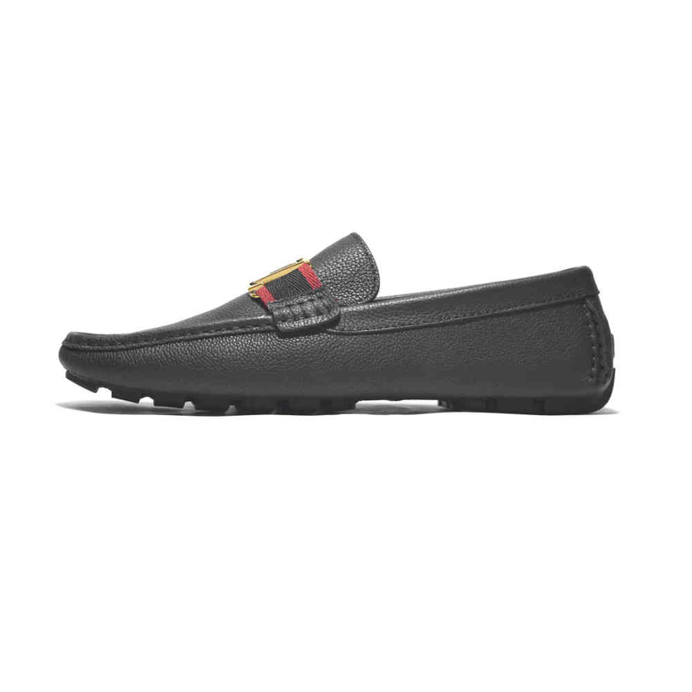 Louis Vuitton Black & Golden Premium Quality Loafers-thumb-1