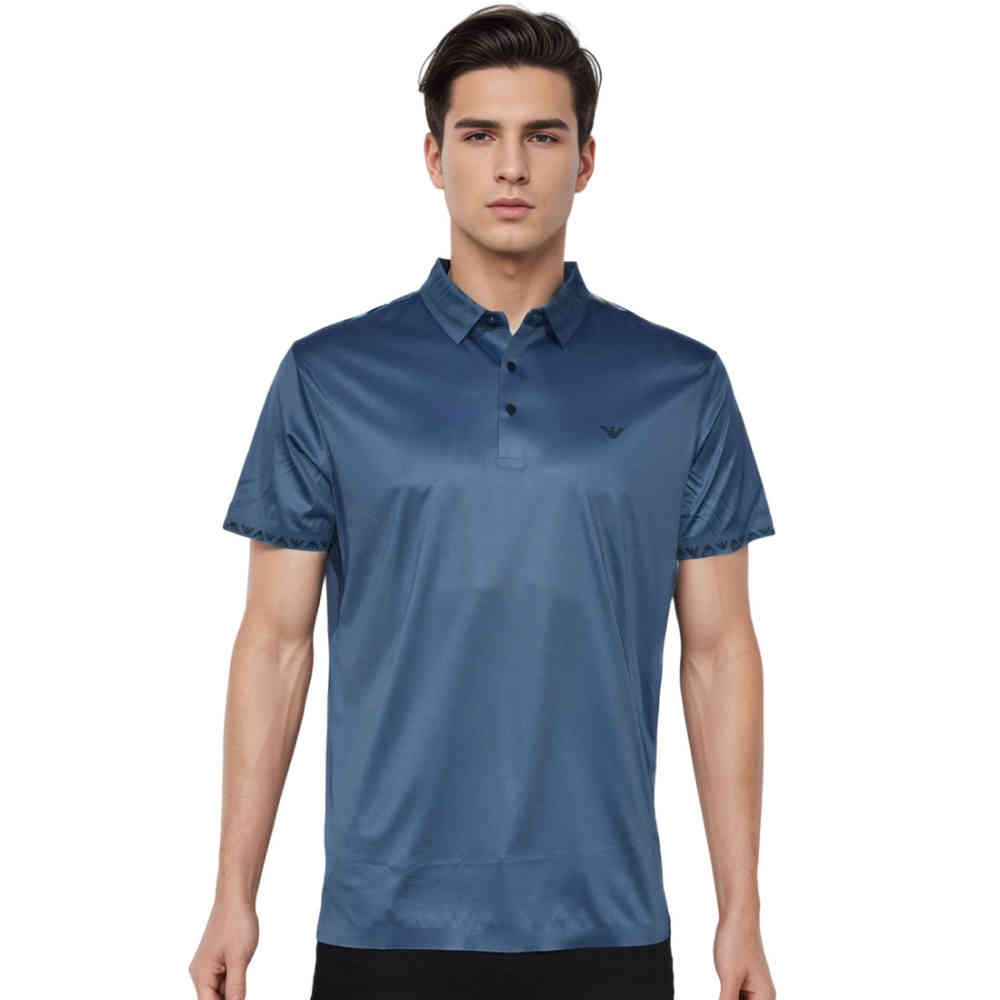 Blue Giorgio Armani Embroidered Black Premium T-shirt