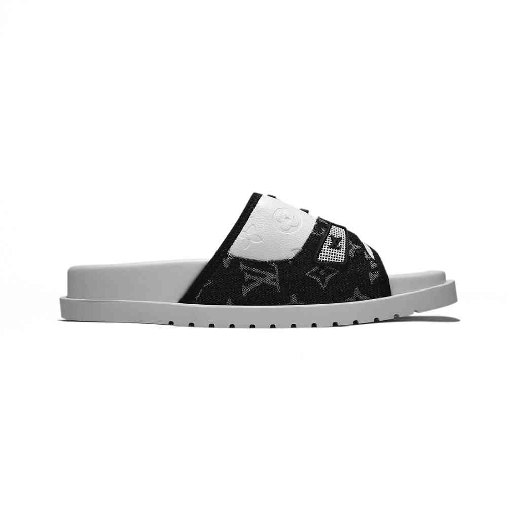 Louis Vuitton White & Black Premium Quality Men's Flip-flops-2