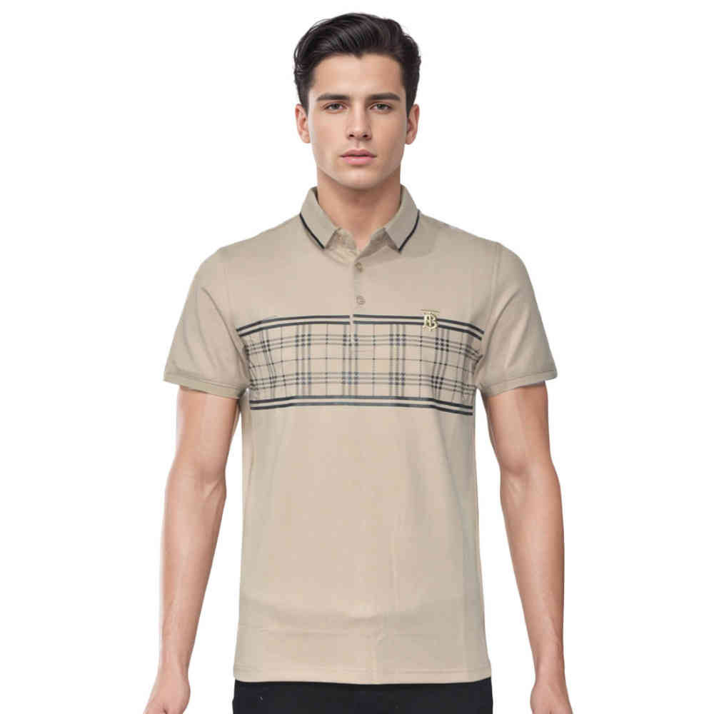 Brown Burberry TB Embroidered Grey Premium Polo T-shirt