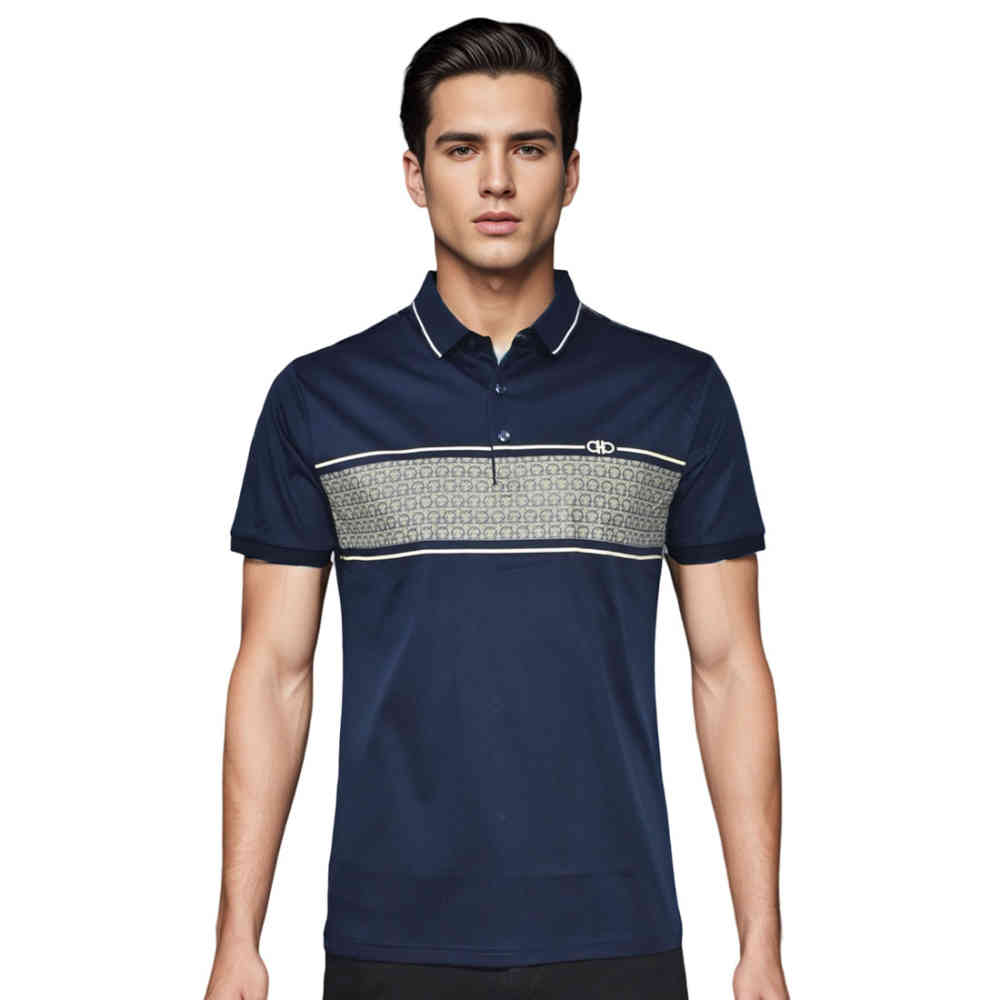 Navy Blue Salvatore Ferragamo Blue Premium Luxury Polo T-shirt