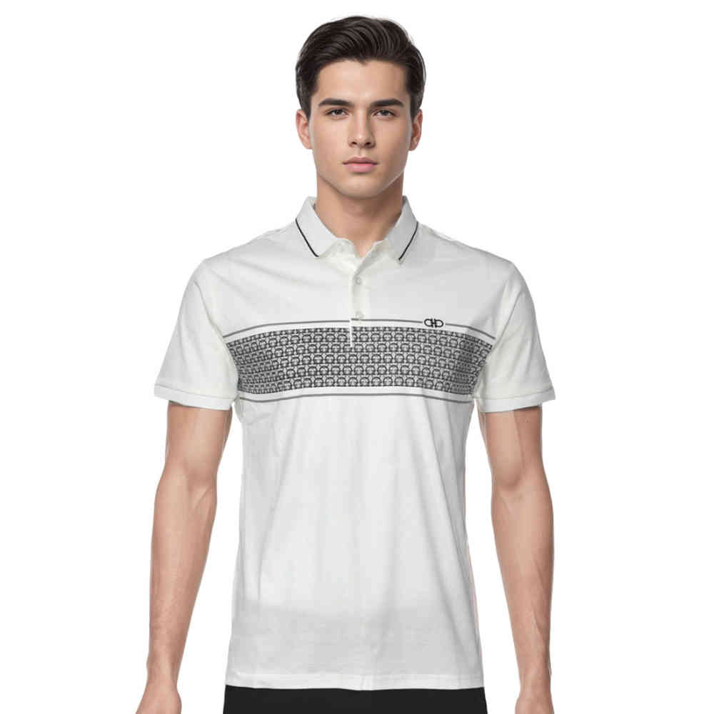 White Salvatore Ferragamo Blue Premium Luxury Polo T-shirt