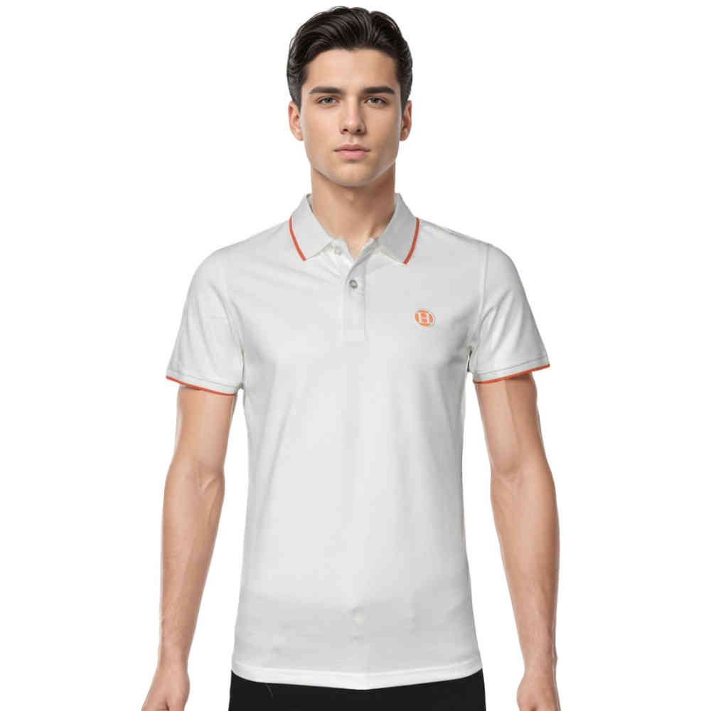 White Hermes Black Premium Quality Half Sleeve Polo T-shirt