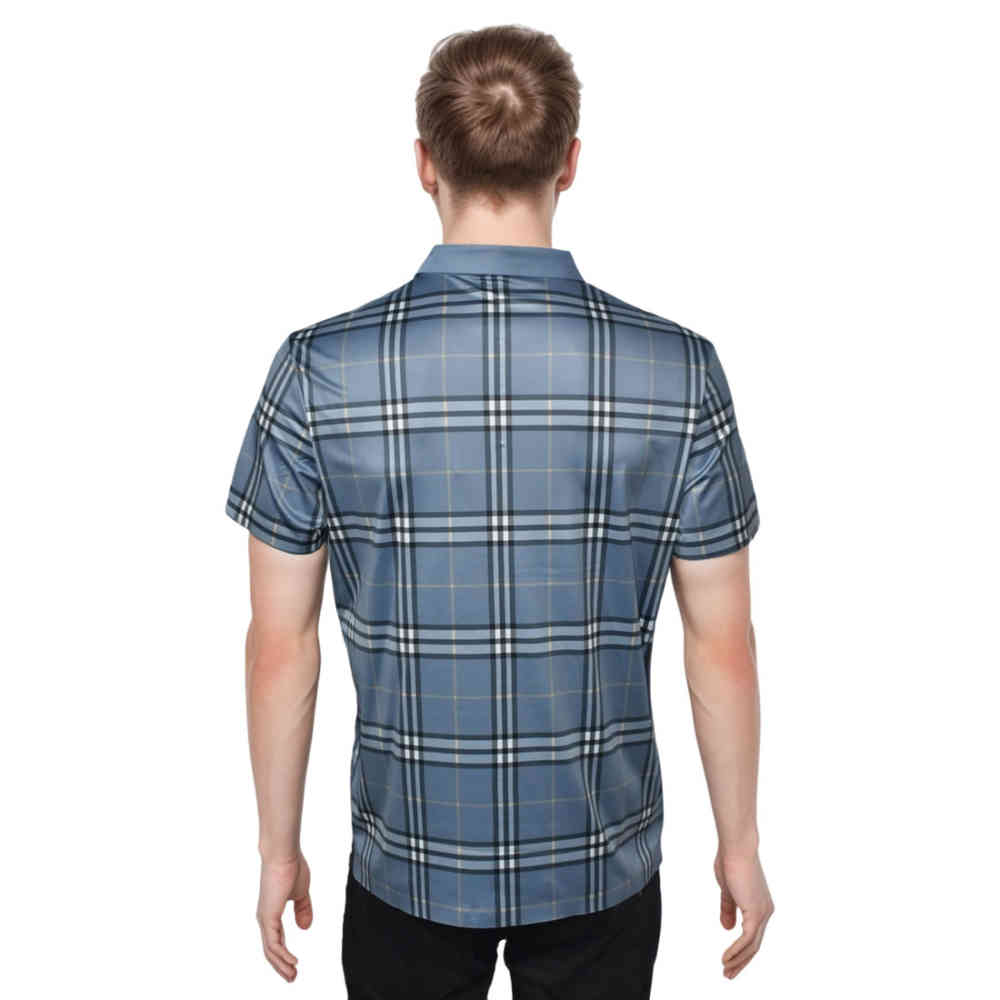 Burberry Blue Embroidered Logo Premium Polo T-shirt-1