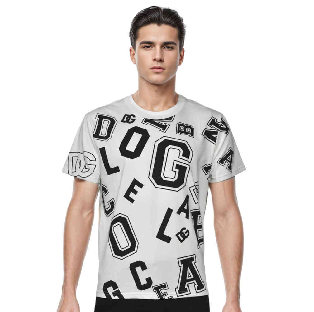 White Dolce & Gabbana Black Logo Print Premium Quality Tees