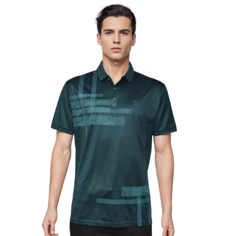 Green Burberry Grey Premium Quality Polo Tees