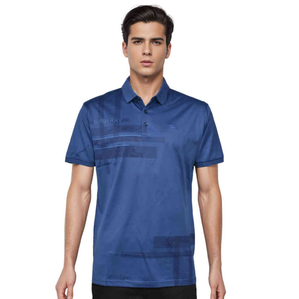 Blue Burberry Grey Premium Quality Polo Tees