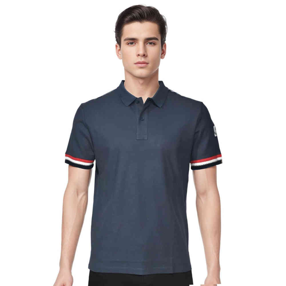 Blue Moncler Logo-patch on Sleeve Blue Premium Polo T-shirt