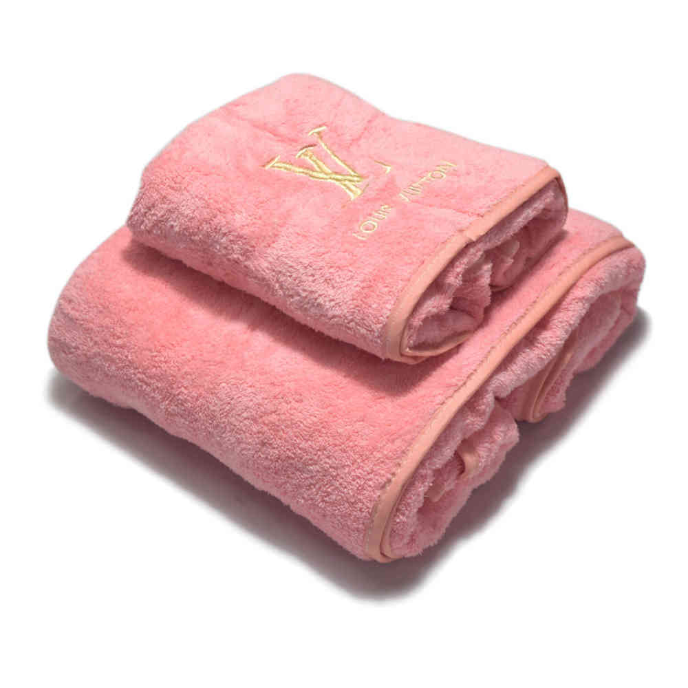 Pink Louis Vuitton Embroidered logo Peach Towels - Set of 2